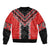 Red Niho Taniwha Mix Poutama Bomber Jacket Unique Taniko Aotearoa