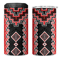 Red Niho Taniwha Mix Poutama 4 in 1 Can Cooler Tumbler Unique Taniko Aotearoa