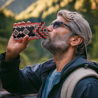 Red Niho Taniwha Mix Poutama 4 in 1 Can Cooler Tumbler Unique Taniko Aotearoa