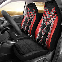 Red Niho Taniwha Mix Poutama Car Seat Cover Unique Taniko Aotearoa