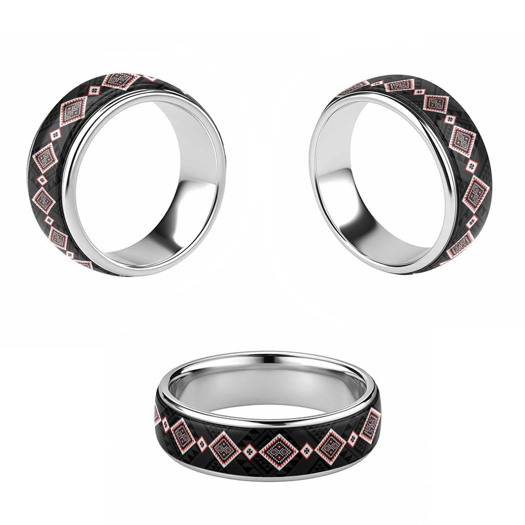 Red Niho Taniwha Mix Poutama Classic Ring Unique Taniko Aotearoa LT01 - Polynesian Pride