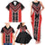 Red Niho Taniwha Mix Poutama Family Matching Tank Maxi Dress and Hawaiian Shirt Unique Taniko Aotearoa