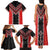 Red Niho Taniwha Mix Poutama Family Matching Tank Maxi Dress and Hawaiian Shirt Unique Taniko Aotearoa