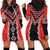 Red Niho Taniwha Mix Poutama Hoodie Dress Unique Taniko Aotearoa