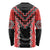 Red Niho Taniwha Mix Poutama Long Sleeve Shirt Unique Taniko Aotearoa