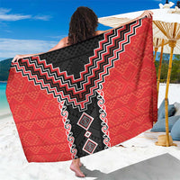 Red Niho Taniwha Mix Poutama Sarong Unique Taniko Aotearoa
