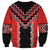 Red Niho Taniwha Mix Poutama Sweatshirt Unique Taniko Aotearoa