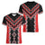 Red Niho Taniwha Mix Poutama Women V-Neck T-Shirt Unique Taniko Aotearoa