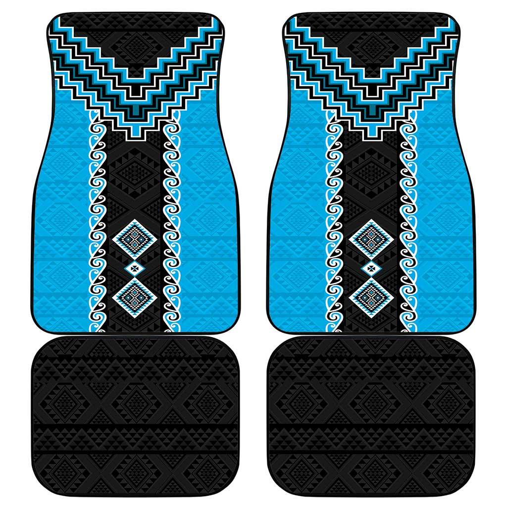 Sky Blue Niho Taniwha Mix Poutama Car Mats Unique Taniko Aotearoa