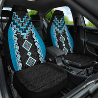 Sky Blue Niho Taniwha Mix Poutama Car Seat Cover Unique Taniko Aotearoa