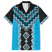 Sky Blue Niho Taniwha Mix Poutama Family Matching Puletasi and Hawaiian Shirt Unique Taniko Aotearoa