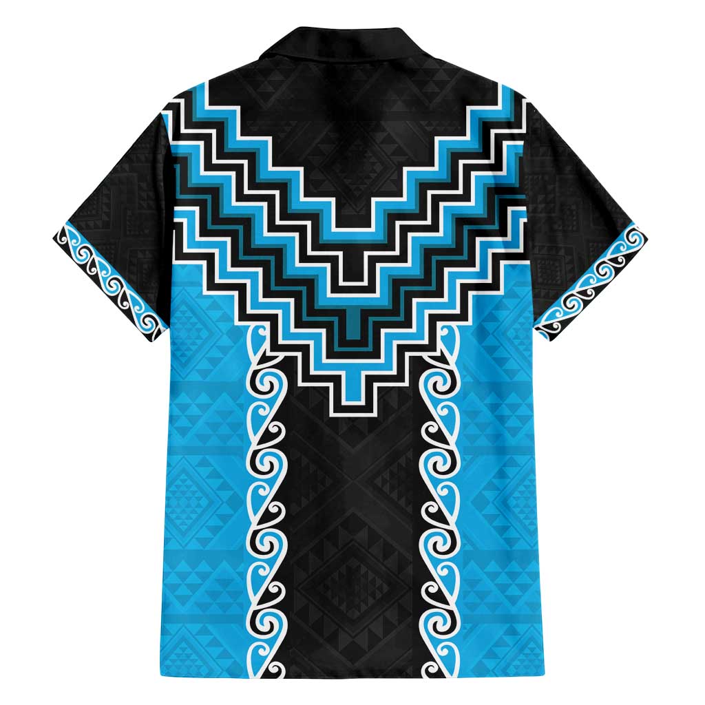 Sky Blue Niho Taniwha Mix Poutama Family Matching Puletasi and Hawaiian Shirt Unique Taniko Aotearoa