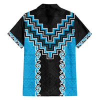 Sky Blue Niho Taniwha Mix Poutama Family Matching Puletasi and Hawaiian Shirt Unique Taniko Aotearoa