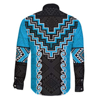 Sky Blue Niho Taniwha Mix Poutama Family Matching Puletasi and Hawaiian Shirt Unique Taniko Aotearoa