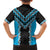 Sky Blue Niho Taniwha Mix Poutama Family Matching Tank Maxi Dress and Hawaiian Shirt Unique Taniko Aotearoa