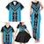 Sky Blue Niho Taniwha Mix Poutama Family Matching Tank Maxi Dress and Hawaiian Shirt Unique Taniko Aotearoa
