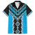 Sky Blue Niho Taniwha Mix Poutama Family Matching Tank Maxi Dress and Hawaiian Shirt Unique Taniko Aotearoa
