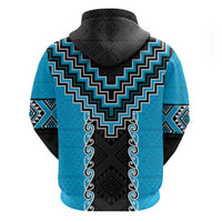 Sky Blue Niho Taniwha Mix Poutama Hoodie Unique Taniko Aotearoa