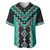 Teal Niho Taniwha Mix Poutama Baseball Jersey Unique Taniko Aotearoa