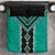 Teal Niho Taniwha Mix Poutama Bedding Set Unique Taniko Aotearoa