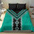 Teal Niho Taniwha Mix Poutama Bedding Set Unique Taniko Aotearoa
