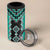 Teal Niho Taniwha Mix Poutama 4 in 1 Can Cooler Tumbler Unique Taniko Aotearoa