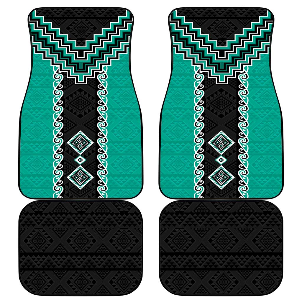 Teal Niho Taniwha Mix Poutama Car Mats Unique Taniko Aotearoa