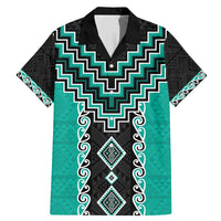 Teal Niho Taniwha Mix Poutama Family Matching Mermaid Dress and Hawaiian Shirt Unique Taniko Aotearoa