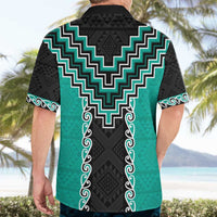 Teal Niho Taniwha Mix Poutama Hawaiian Shirt Unique Taniko Aotearoa