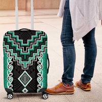 Teal Niho Taniwha Mix Poutama Luggage Cover Unique Taniko Aotearoa