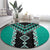 Teal Niho Taniwha Mix Poutama Round Carpet Unique Taniko Aotearoa