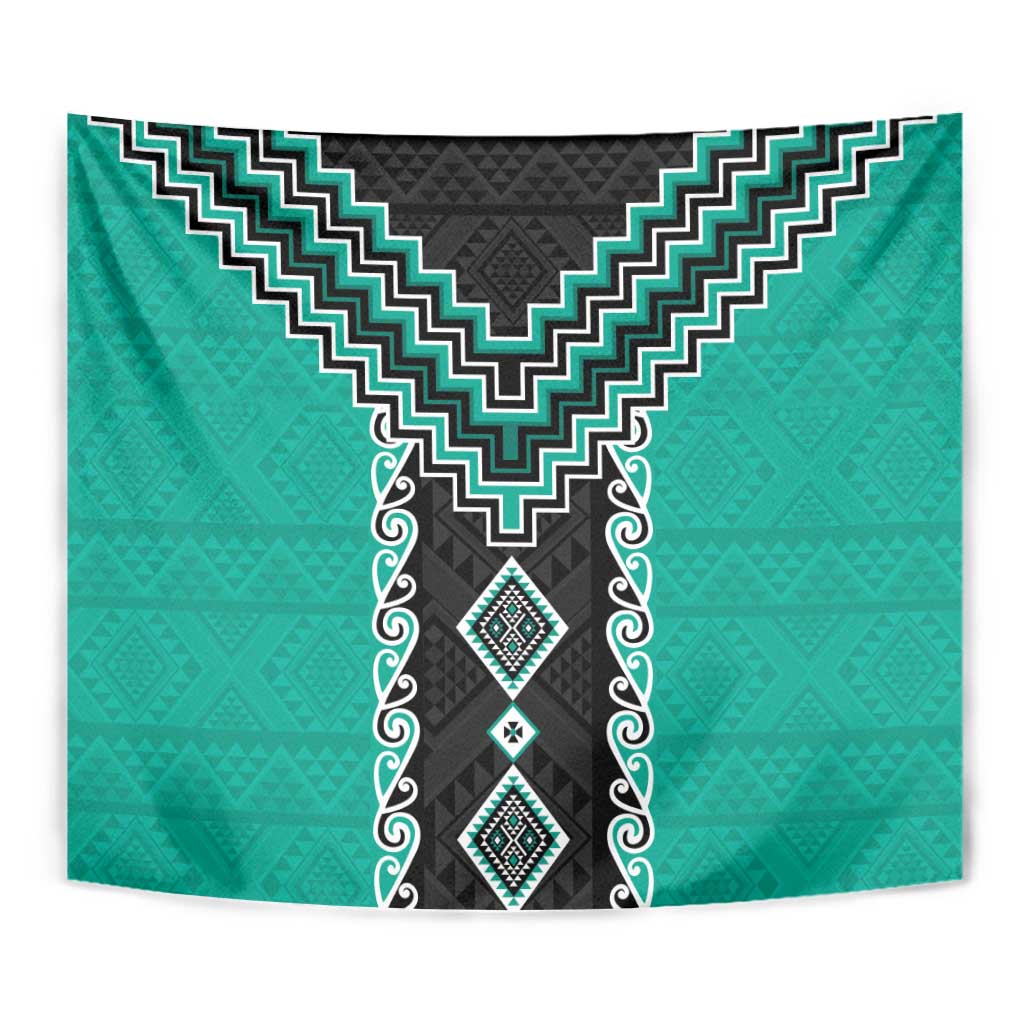 Teal Niho Taniwha Mix Poutama Tapestry Unique Taniko Aotearoa
