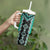 Teal Niho Taniwha Mix Poutama Tumbler With Handle Unique Taniko Aotearoa