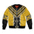 Yellow Niho Taniwha Mix Poutama Bomber Jacket Unique Taniko Aotearoa