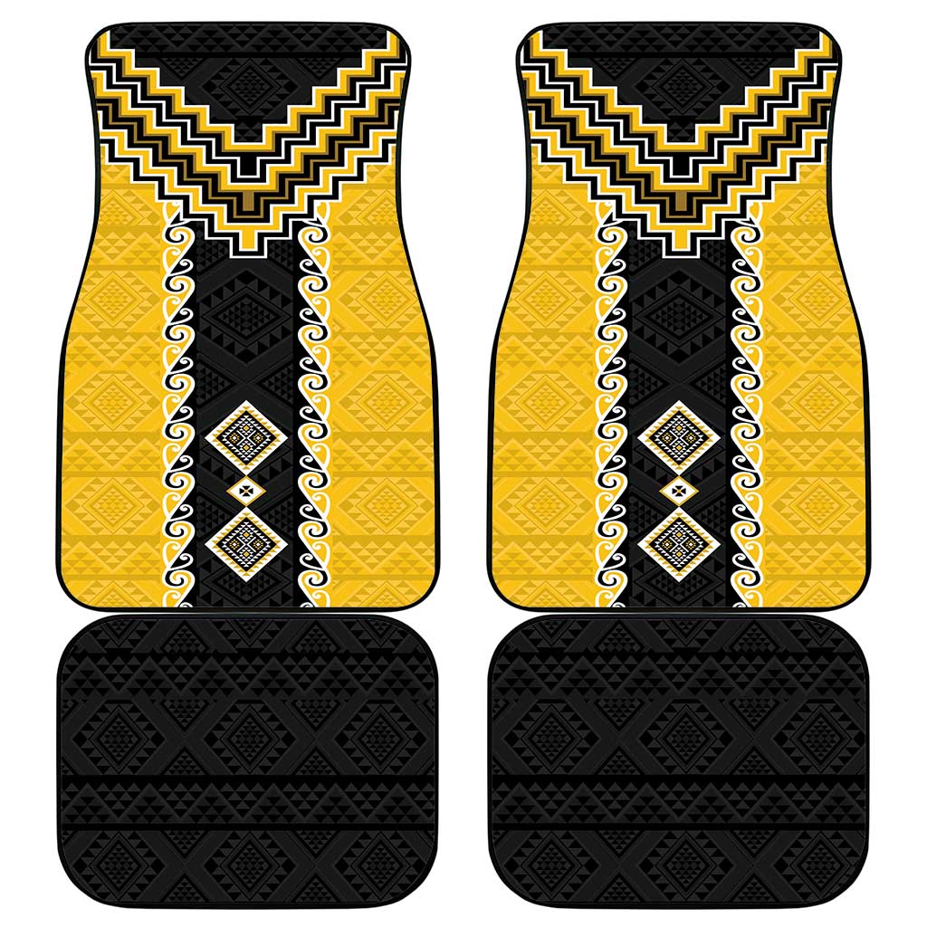 Yellow Niho Taniwha Mix Poutama Car Mats Unique Taniko Aotearoa