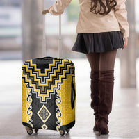 Yellow Niho Taniwha Mix Poutama Luggage Cover Unique Taniko Aotearoa