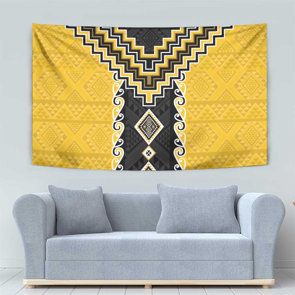 Yellow Niho Taniwha Mix Poutama Tapestry Unique Taniko Aotearoa