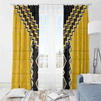 Yellow Niho Taniwha Mix Poutama Window Curtain Unique Taniko Aotearoa