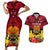 Papua New Guinea Couples Matching Short Sleeve Bodycon Dress and Hawaiian Shirt Bird Of Paradise Mix Polynesian Pattern LT01 Red - Polynesian Pride