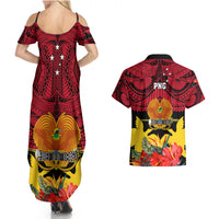 Papua New Guinea Couples Matching Summer Maxi Dress and Hawaiian Shirt Bird Of Paradise Mix Polynesian Pattern LT01 - Polynesian Pride
