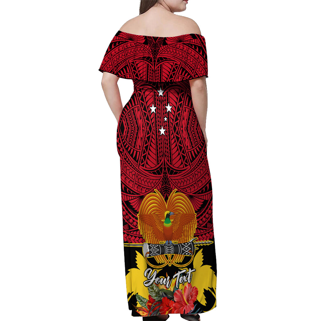 Personalised Papua New Guinea Off Shoulder Maxi Dress Bird Of Paradise Mix Polynesian Pattern LT01 - Polynesian Pride