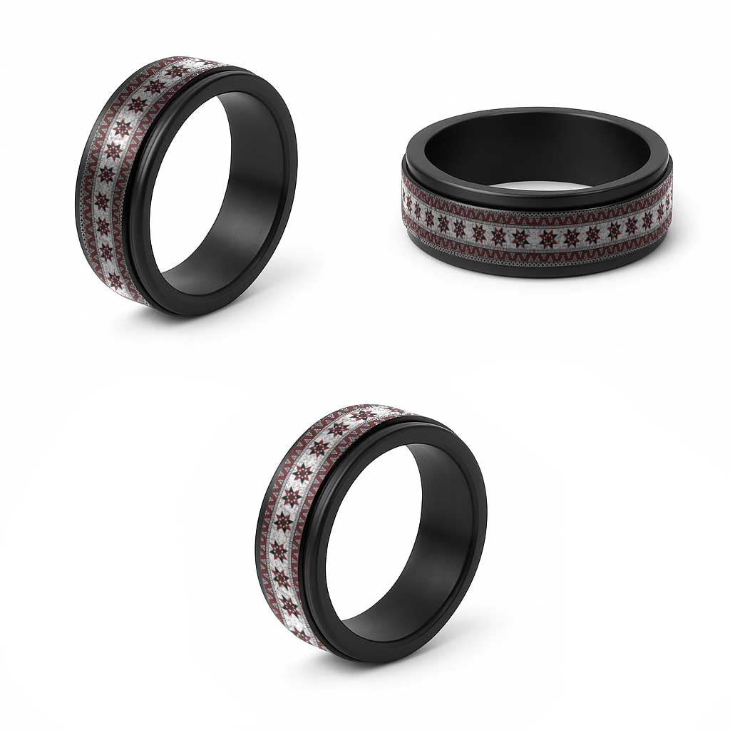 Fijian Masi Pattern Special Spinner Ring - Polynesian Pride