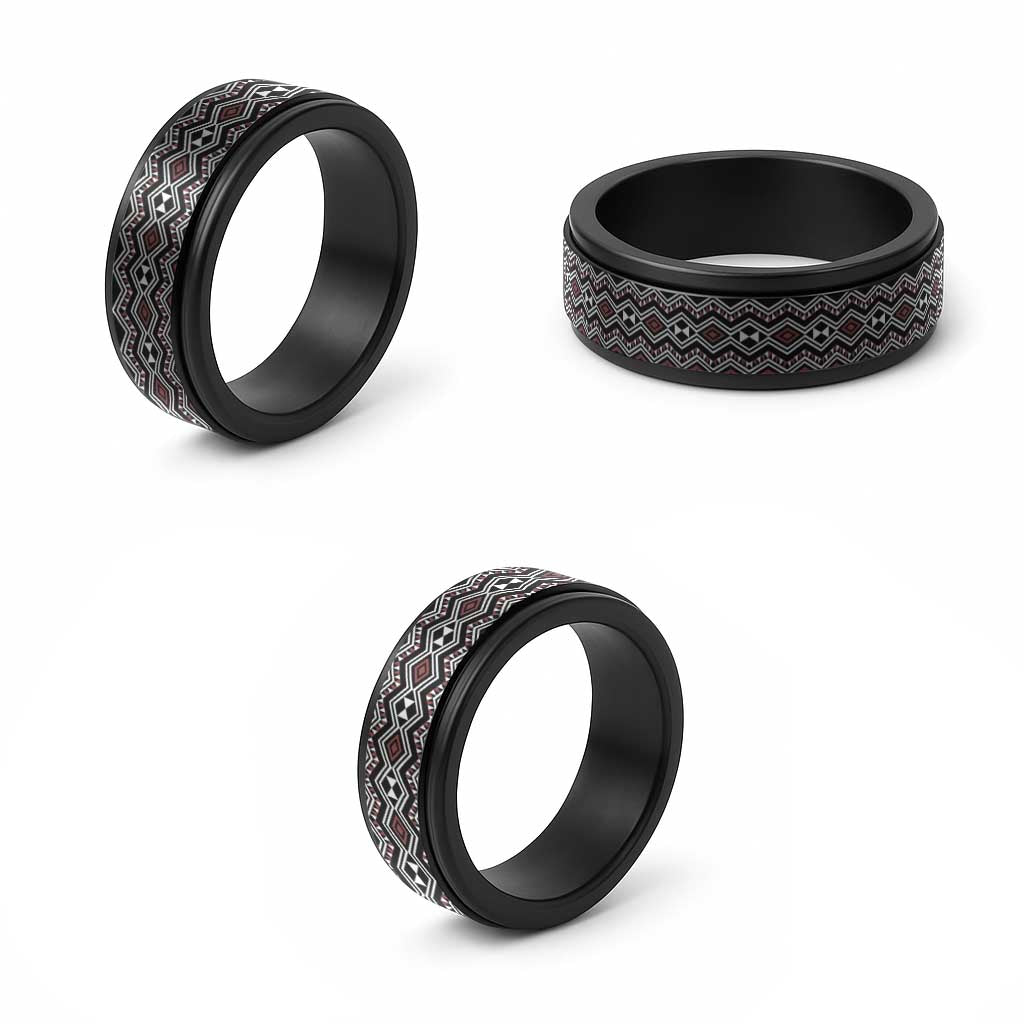 Aotearoa Brown Taniko Pattern Special Spinner Ring - Polynesian Pride