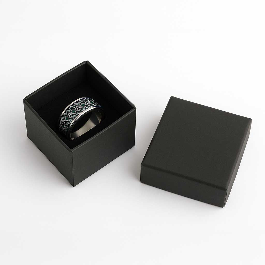 Aotearoa Green Taniko Pattern Special Classic Ring - Polynesian Pride