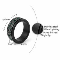 Aotearoa Green Taniko Pattern Special Spinner Ring - Polynesian Pride