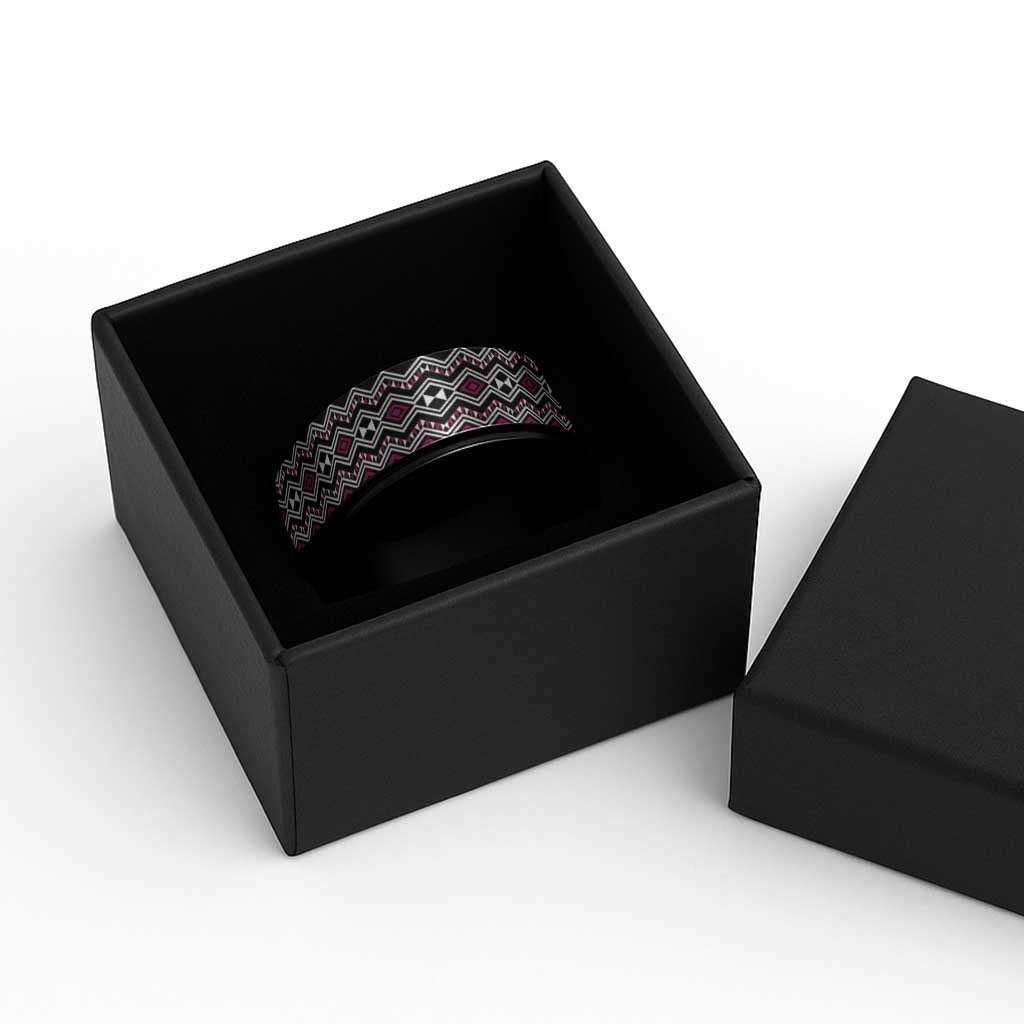Aotearoa Pink Taniko Pattern Special Spinner Ring - Polynesian Pride