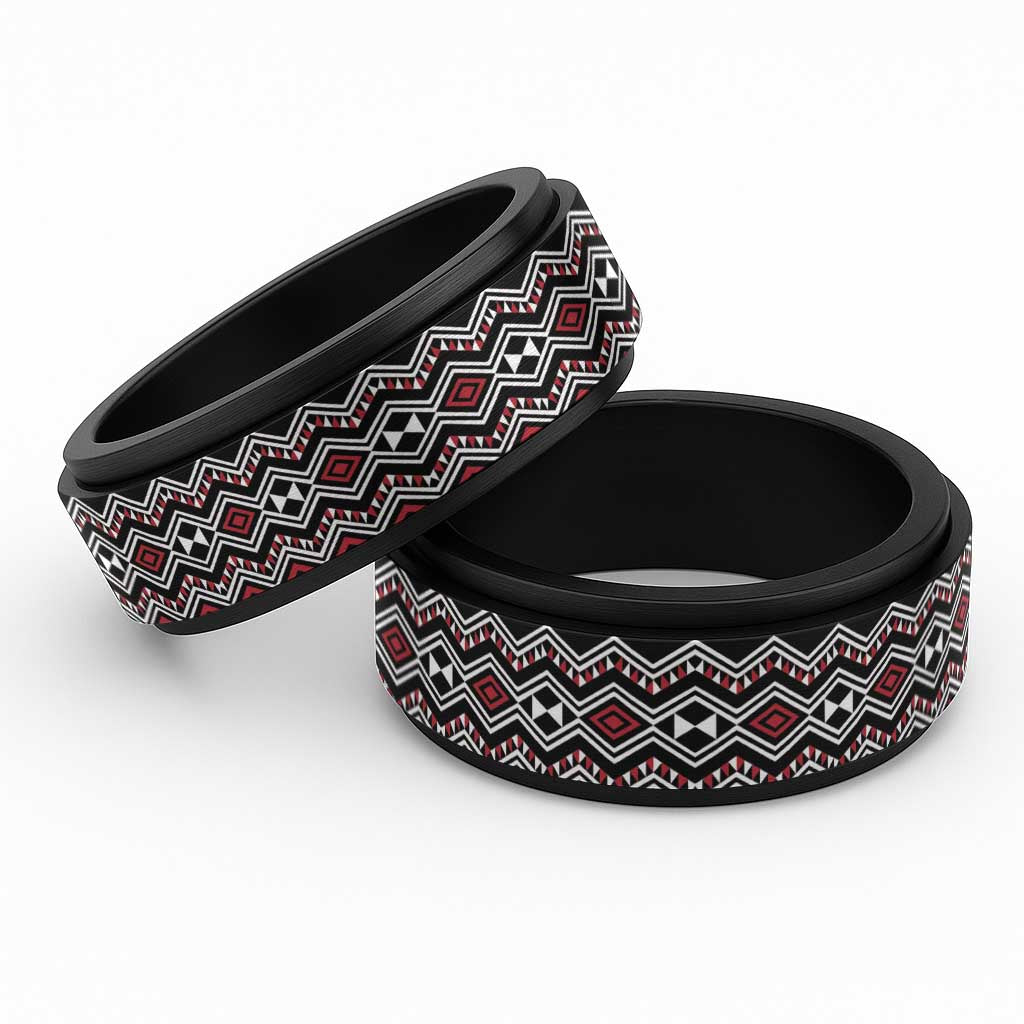 Aotearoa Red Taniko Pattern Special Spinner Ring - Polynesian Pride
