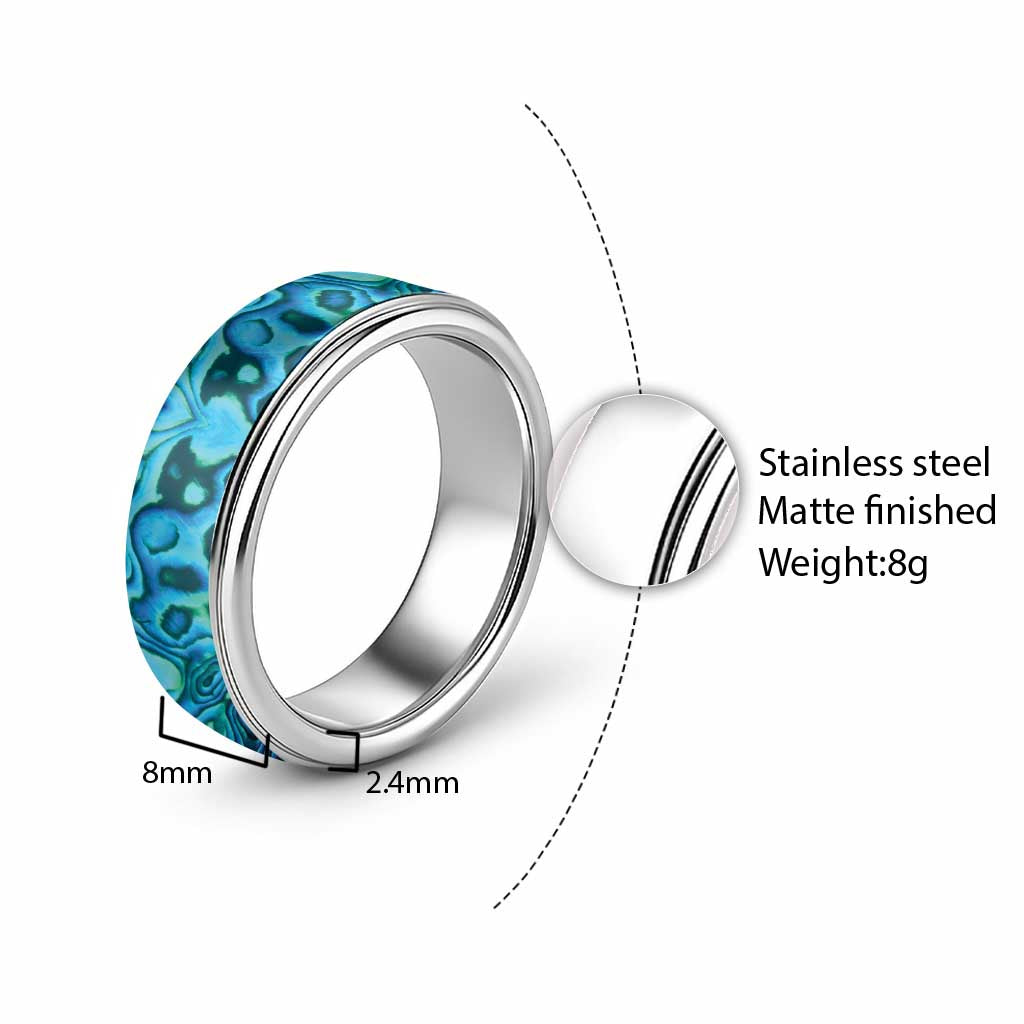 Turquoise Paua Shell Pattern Unique Classic Ring - Polynesian Pride