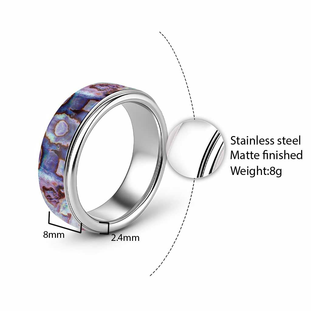 Purple Pastel Paua Shell Pattern Unique Classic Ring - Polynesian Pride