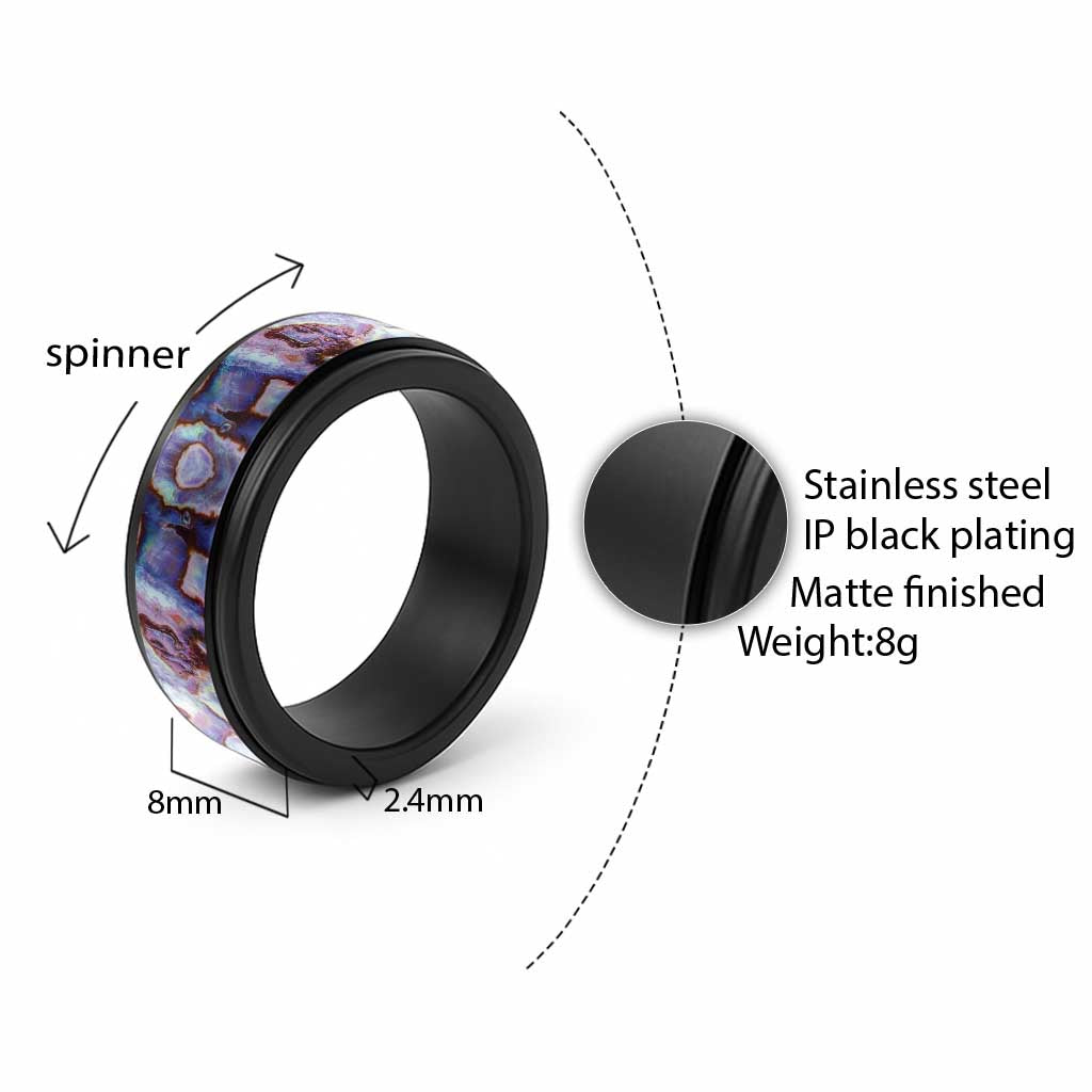 Purple Pastel Paua Shell Pattern Unique Spinner Ring - Polynesian Pride
